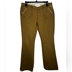 Y2K 2000s Abercrombie & Fitch Low Rise Flare Cotton Pants Size 6 Brown Khaki